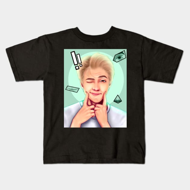 BTS namjoon, RM, Rapmon, Rapmonster, singer, k-pop, pop, dancer, band, group, kawaii, pop art, artists, digital, painting, music, Kids T-Shirt by KAM KOLE